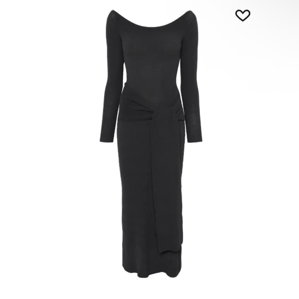 Aya Muse knitted maxi dress gray Long Sleeve knit sash tie $890 sz L